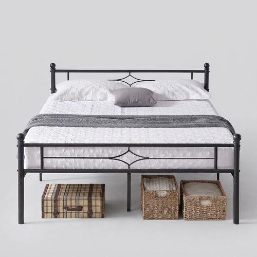 Nelaukoko Full Metal Bed Frame with Headboard, Black